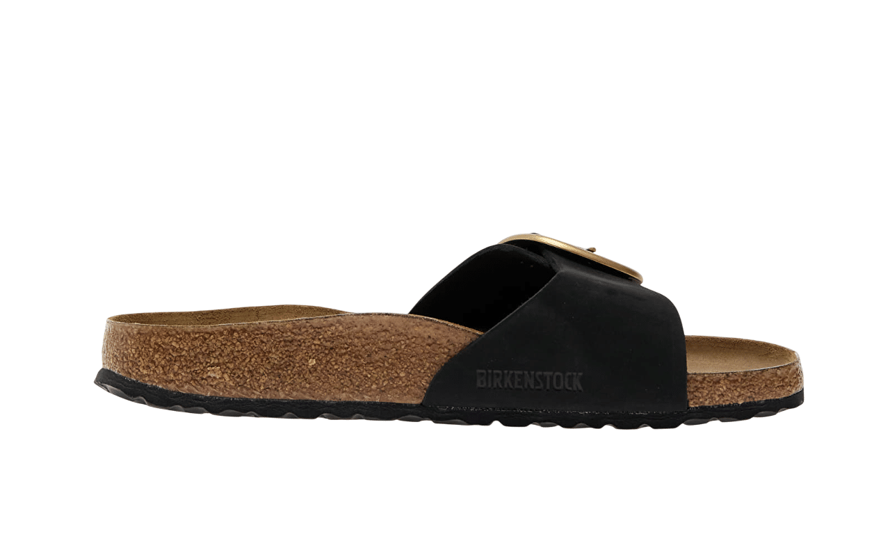 כפכפי בירקנשטוק נשים Birkenstock Madrid Big Buckle Nubuck Leather Black - הצליל של הסטייל BIRKENSTOCK | ShoeSale