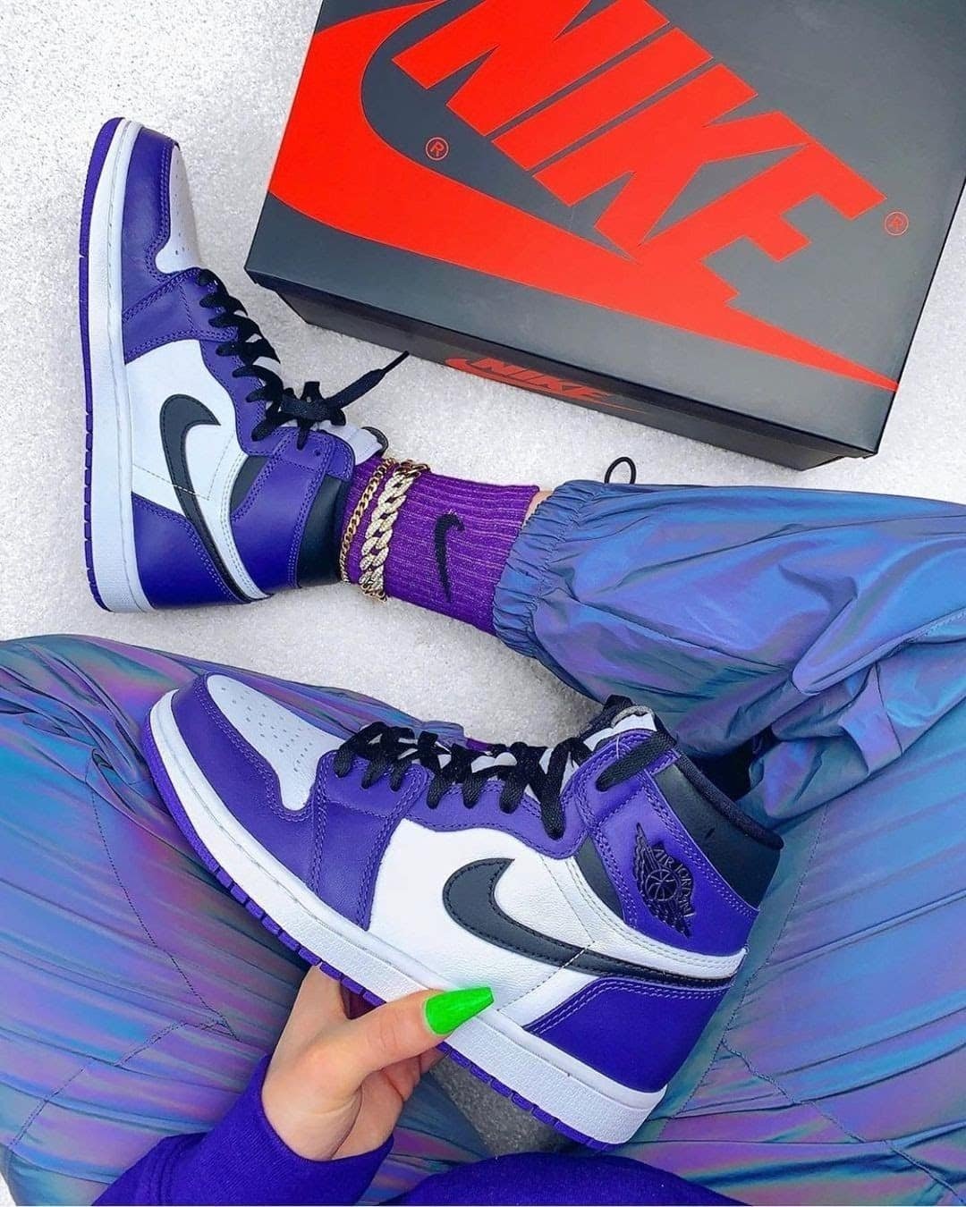 Air Jordan 1 Retro High Og Court Purple White - נעליים שמשדרות סטייל ושיק! AIR JORDAN | ShoeSale