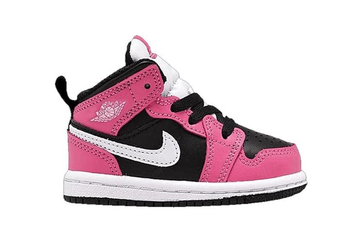 Air Jordan 1 Mid Kids Pink Black - סניקרס במראה מבריק לכל עונת אופנה JORDAN KIDS | ShoeSale