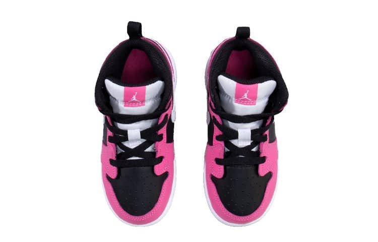 Air Jordan 1 Mid Kids Pink Black - סניקרס במראה מבריק לכל עונת אופנה JORDAN KIDS | ShoeSale