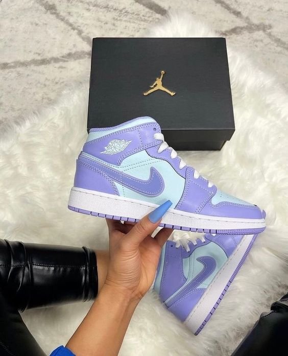 Air Jordan 1 Mid Purple Aqua - סטייל ואופנה שלא רוצים להפסיד! AIR JORDAN | ShoeSale