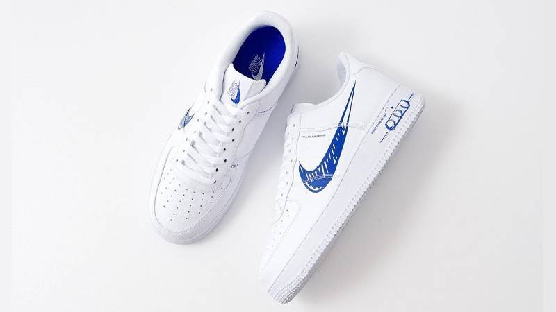 הנעל המושלמת: Air Force 1 Low Sketch Blue Swoosh - הטרנד של העונה! NIKE | ShoeSale