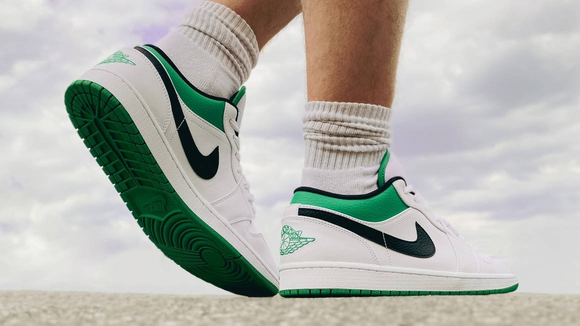 Air Jordan 1 Low White Lucky Green Black - נעליים שעושות רעש בכל צעד AIR JORDAN | ShoeSale