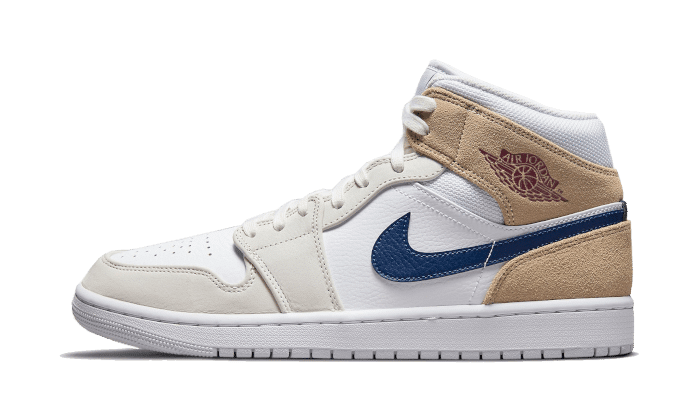 Air Jordan 1 Mid Tan Suede Navy - אייקון הסניקרס של עונת האופנה! AIR JORDAN | ShoeSale