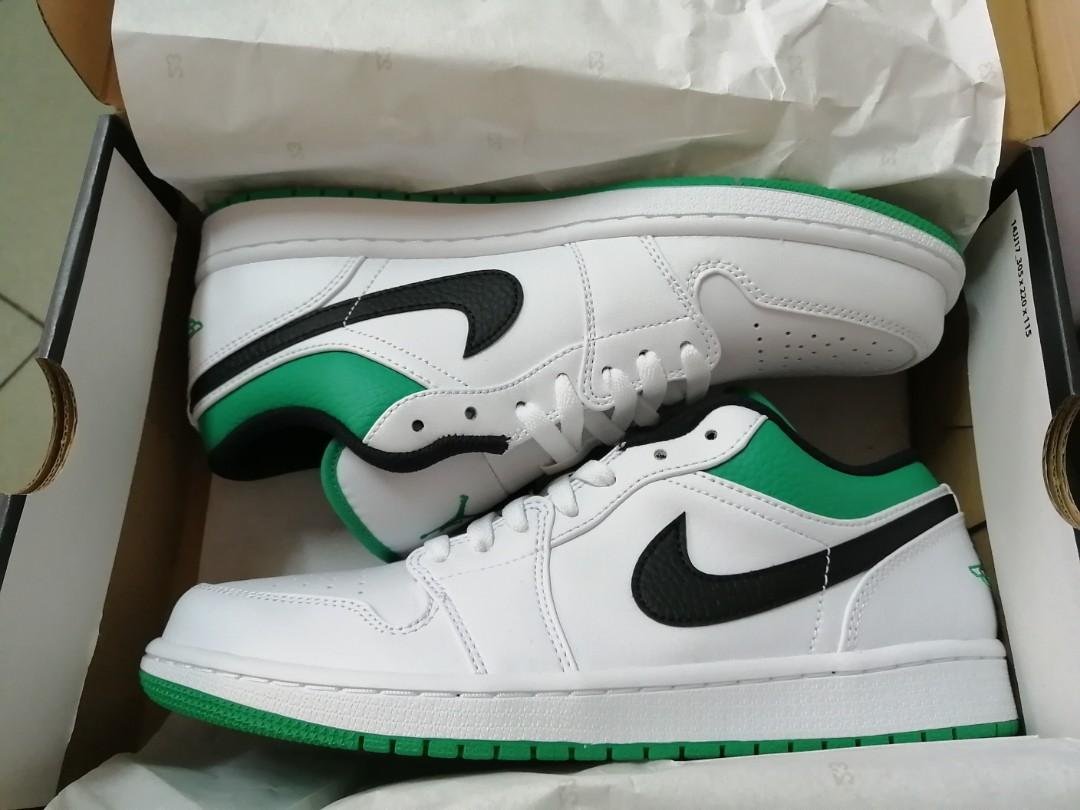 Air Jordan 1 Low White Lucky Green Black - נעליים שעושות רעש בכל צעד AIR JORDAN | ShoeSale
