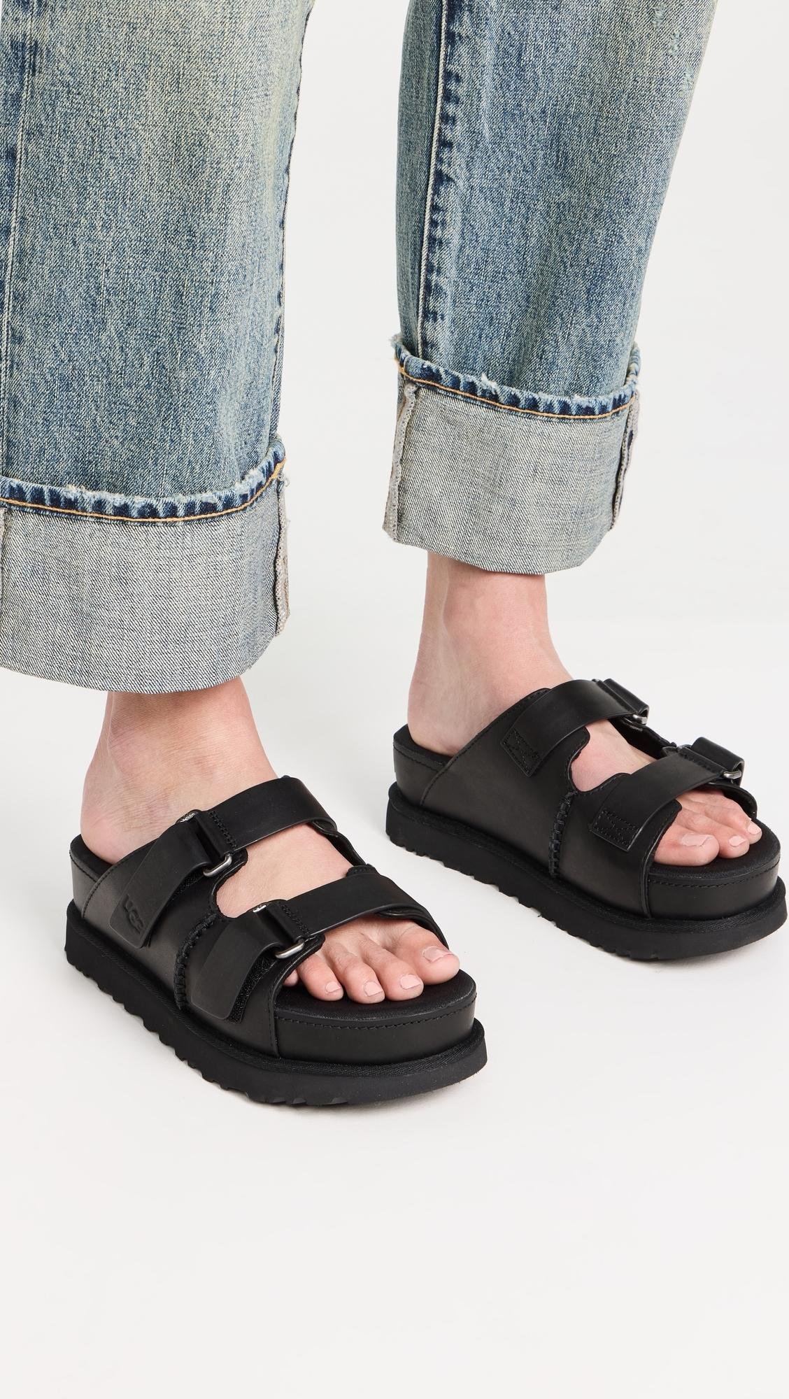 כפכפי האג UGG Women’s Goldenstar Hi Slide Black - טרנד אופנתי לנשים UGG | ShoeSale